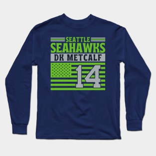 Seattle Seahawks Metcalf 14 American Flag Football Long Sleeve T-Shirt